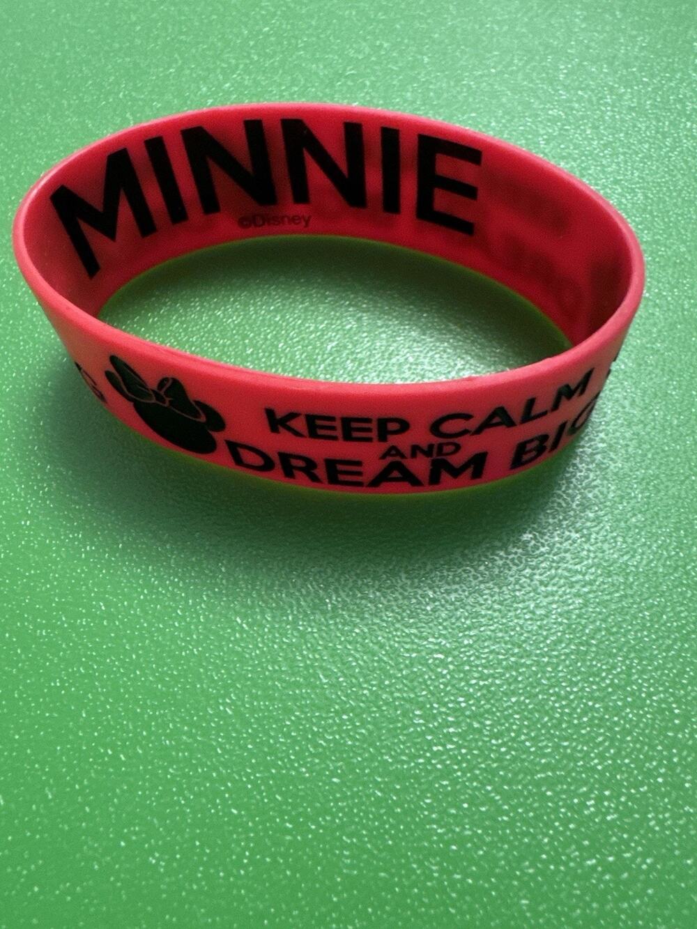 Keep Calm and Dream Big Minnie Bracelet Red Rubber Black